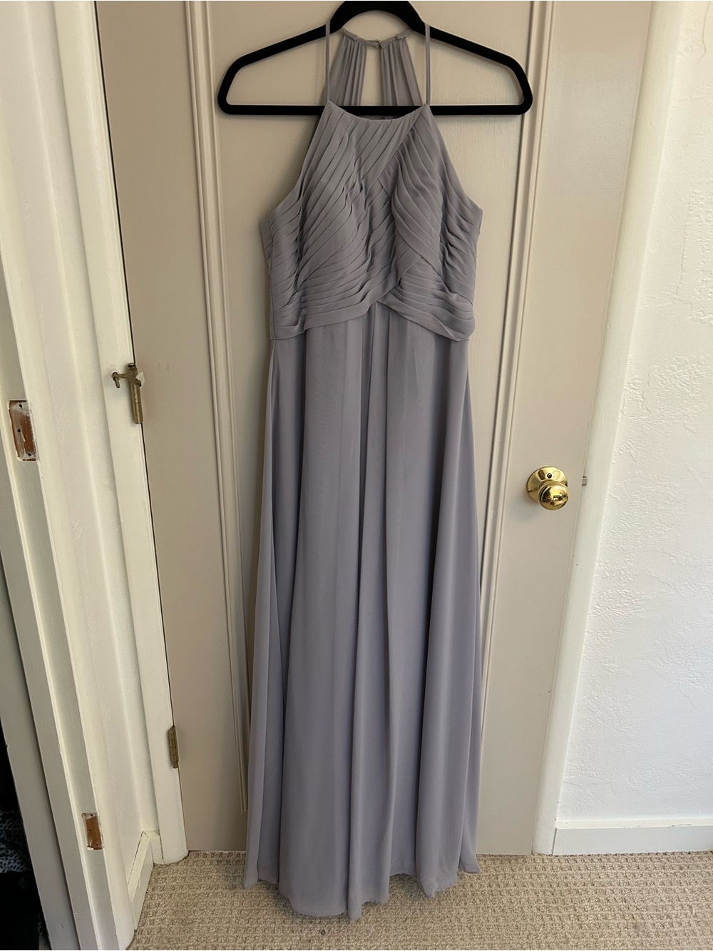 Azazie Ginger Dusk A-Line Halter Pleated Chiffon Dress